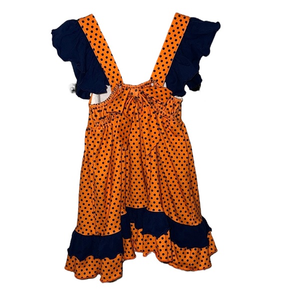 Orange and navy polka dot dress 2T - Picture 4 of 6
